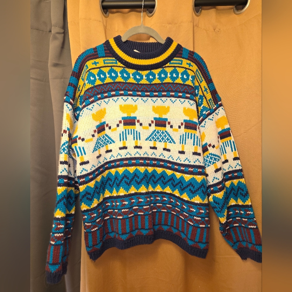 Vintage Colorful Fair Isle Sweater by One Step Up, Size small Graphic pr…